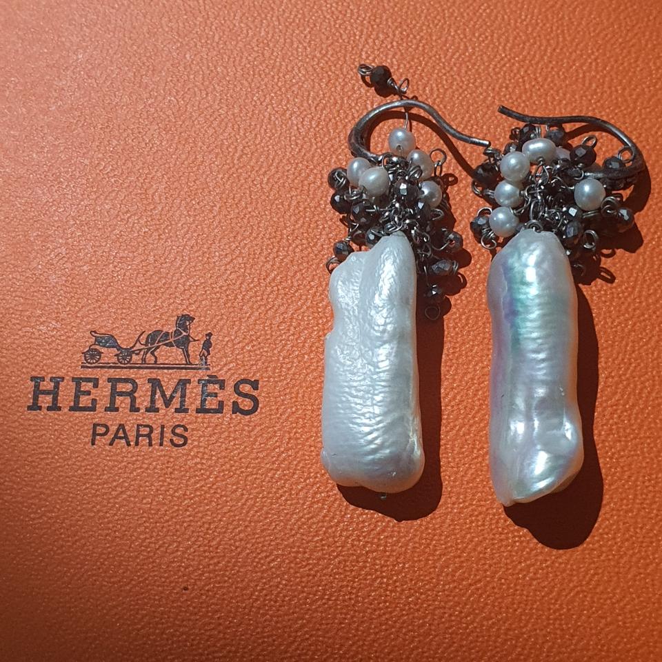 천연 진주 바로크 귀걸이 은 925 실버바로크 귀걸이 고풍스러운 귀걸이