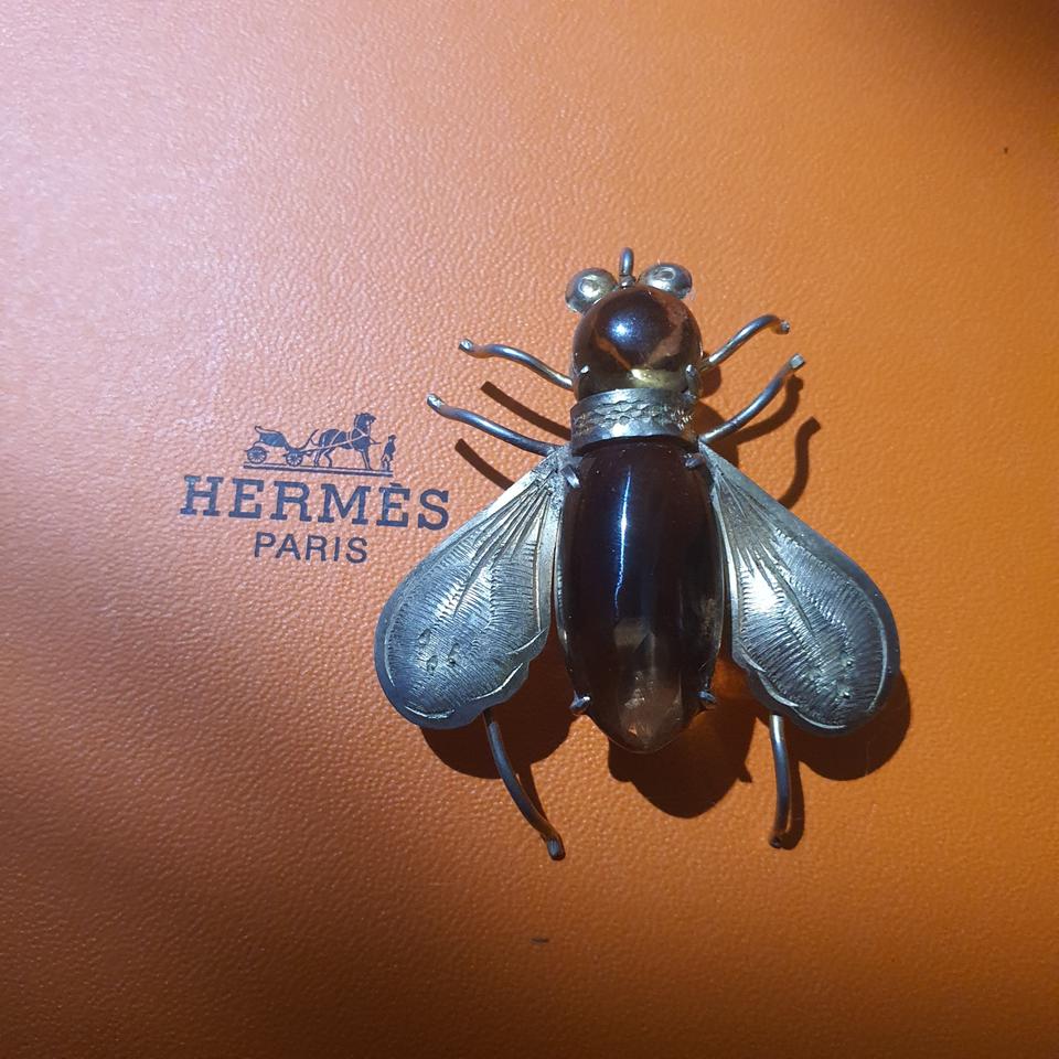 빈티지 오퍼스 호박 꿀벌 브로치