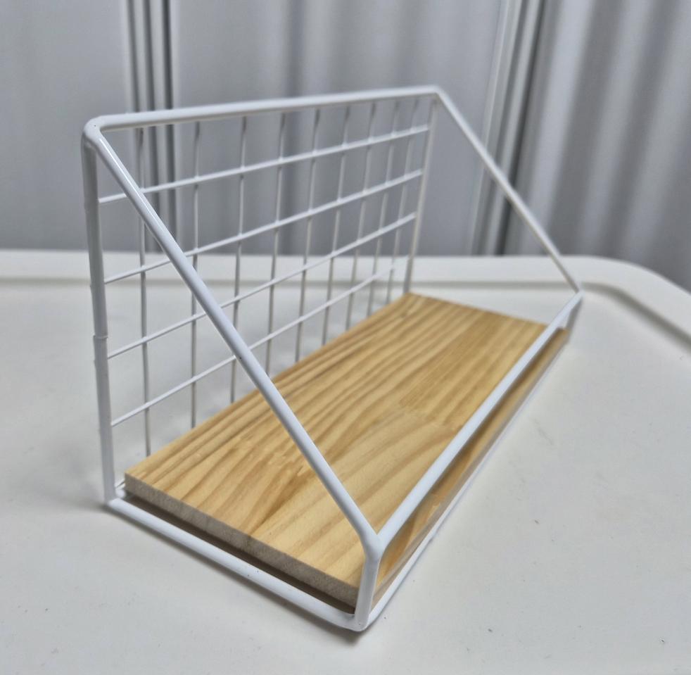 화이트 철제 우드 선반