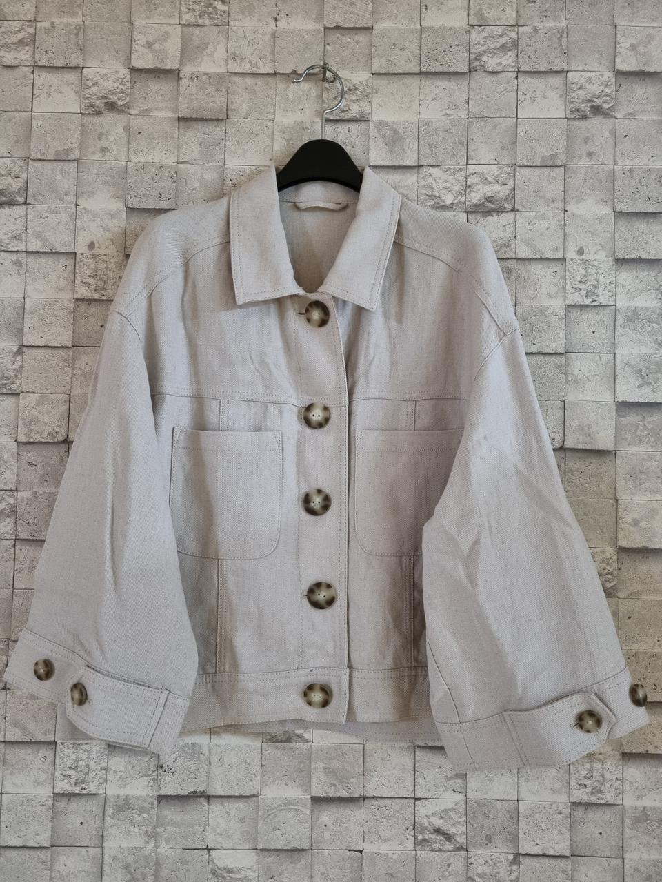 더엣지 베이지 린넨혼방 자켓