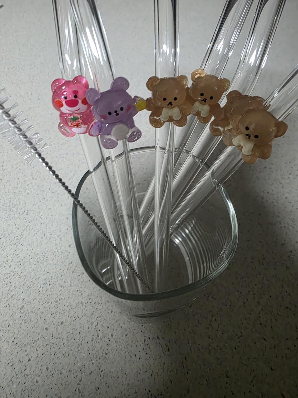 유리 빨대 6개 세척솔 1개 일괄