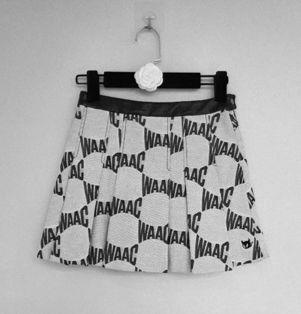 [WAAC] 여성 로고프린트 레더 플리츠 골프 스커트