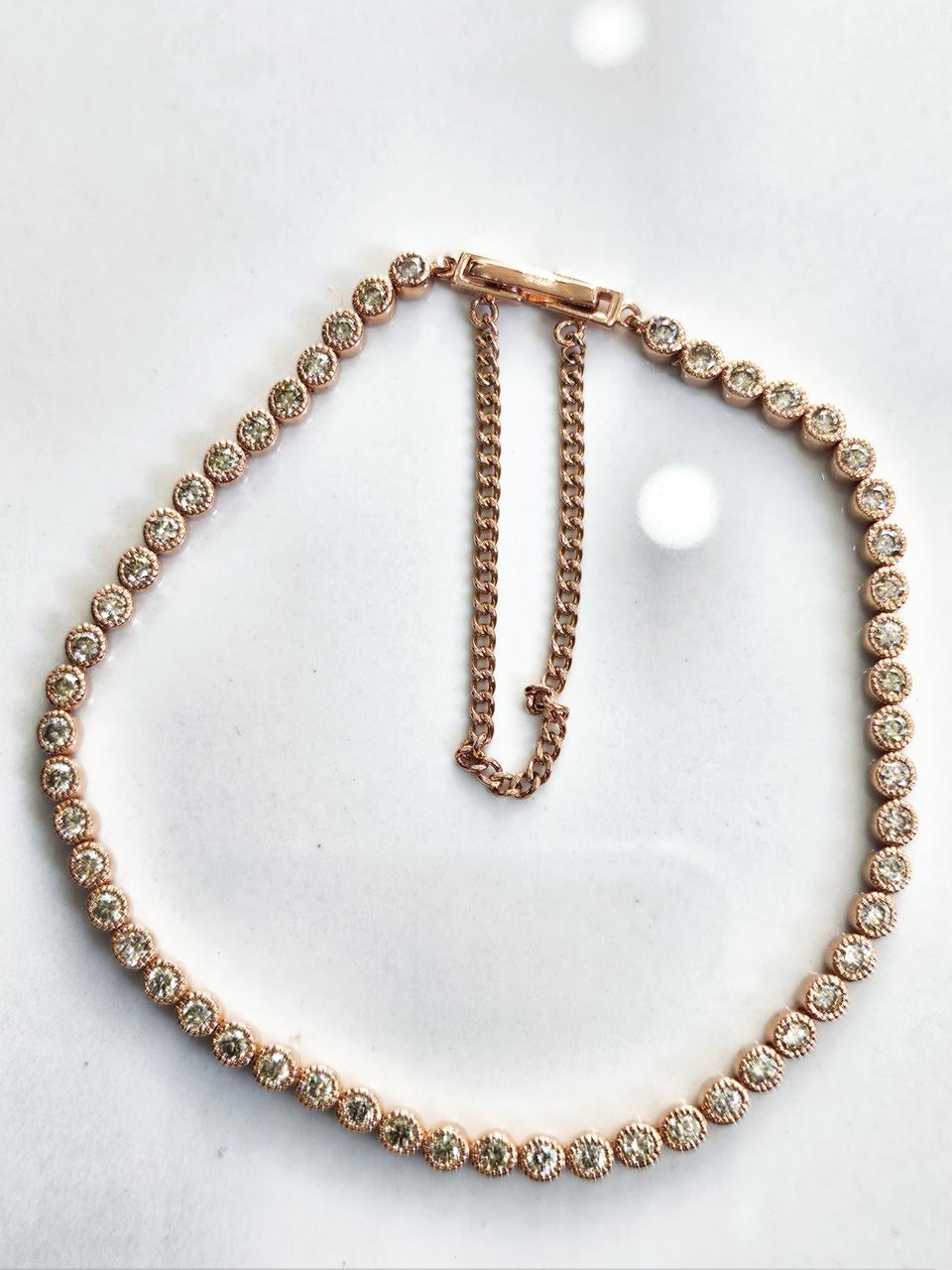 14k핑크골드 라이트꼬냑다이아 테니스팔찌