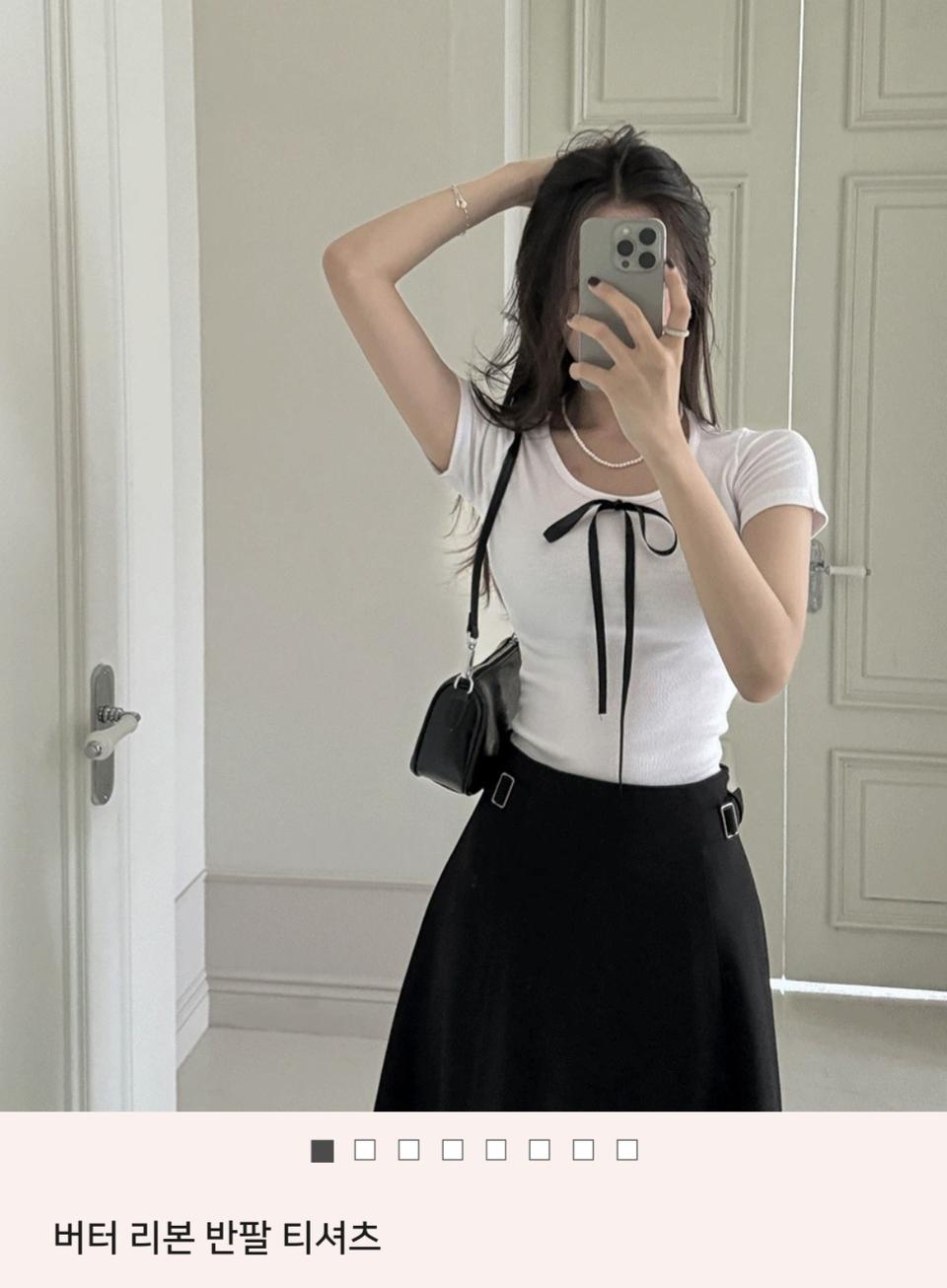 리본 반팔 티셔츠