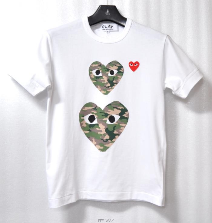 꼼데가르송/남성카모무늬하트와펜티셔츠(사이즈95)미사용품