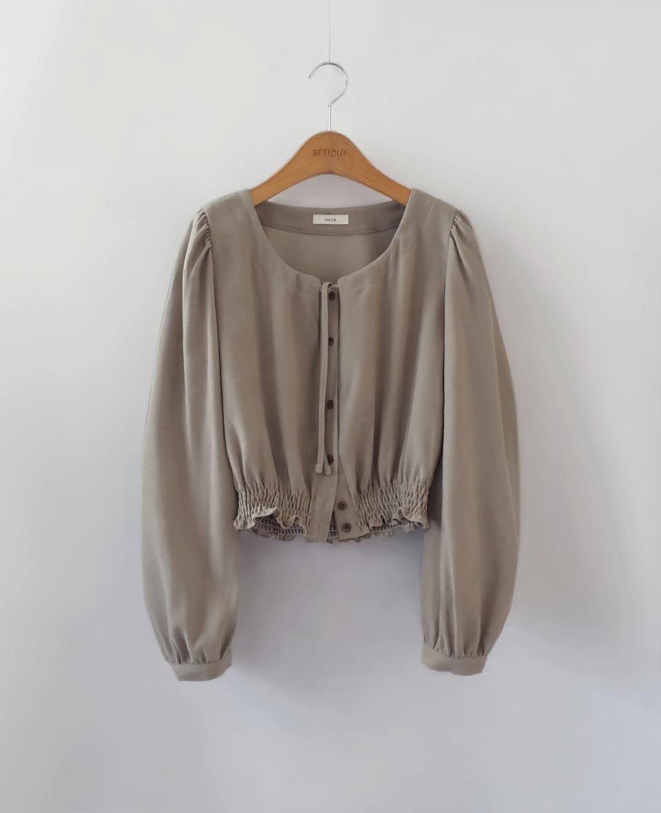 스트링 퍼프소매 블라우스 새상품