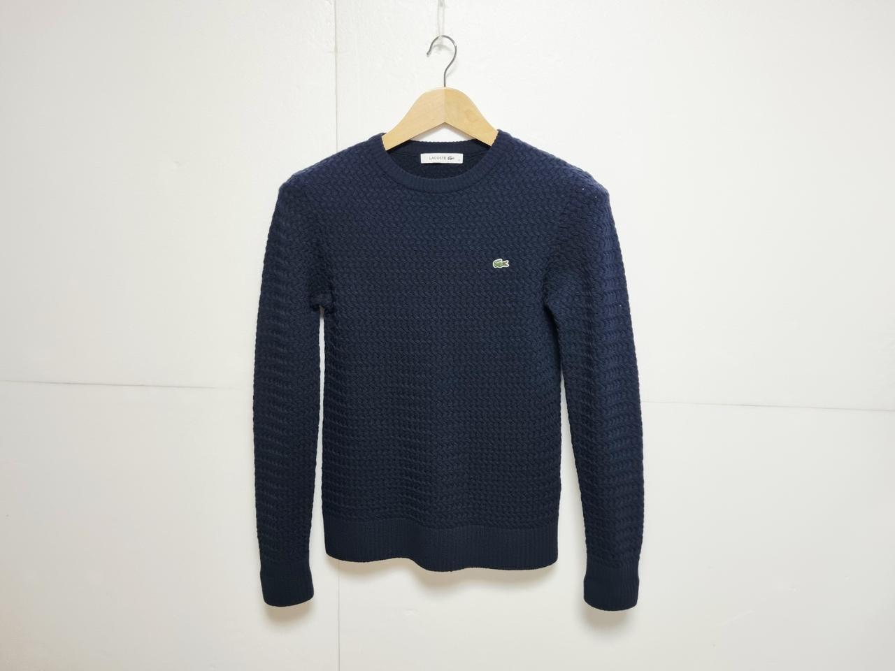 여성 라코스테 WOOL 울 모 케이블 꽈배기 네이비 긴팔 니트 스웨터