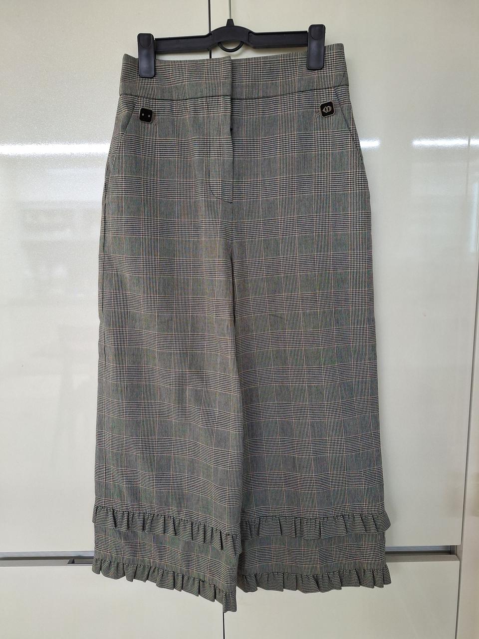 럭키슈에뜨 바지 36(55) 끝단 러플, 체크