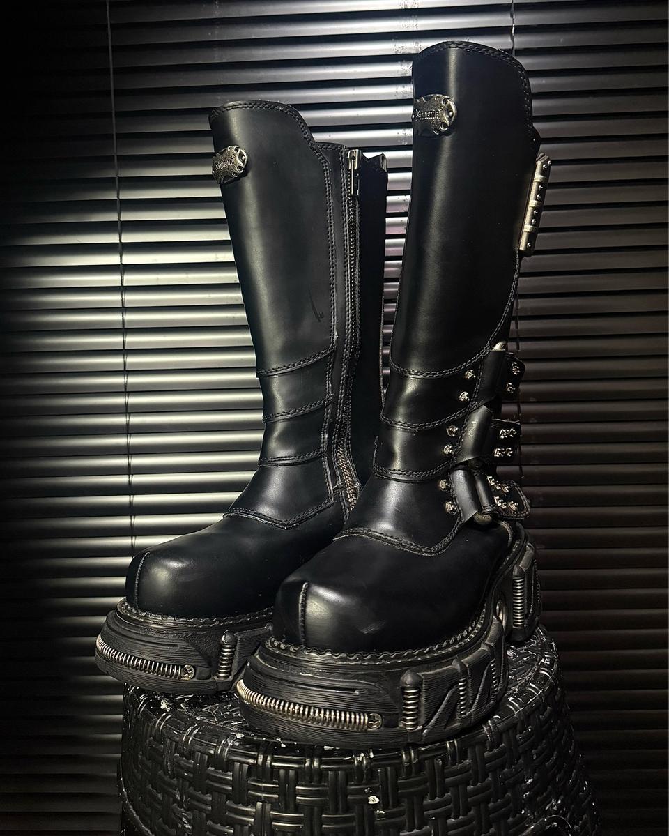 데모니아 통굽 부츠 락샵 고스 펑크 로리걸 갸루 260 265 가죽 블랙