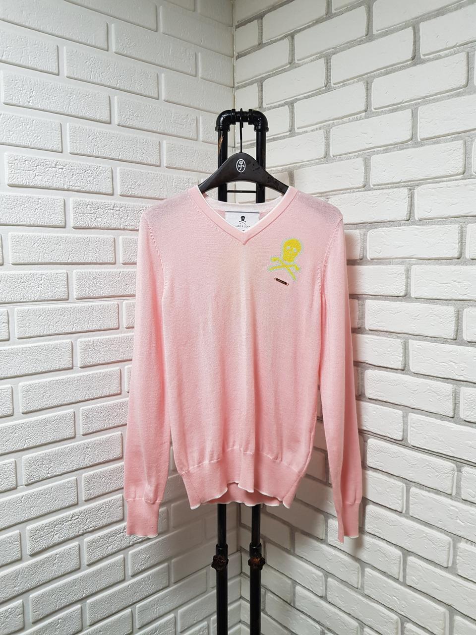 [여95/정품] MARK & LONA 핑크색 브이넥 니트