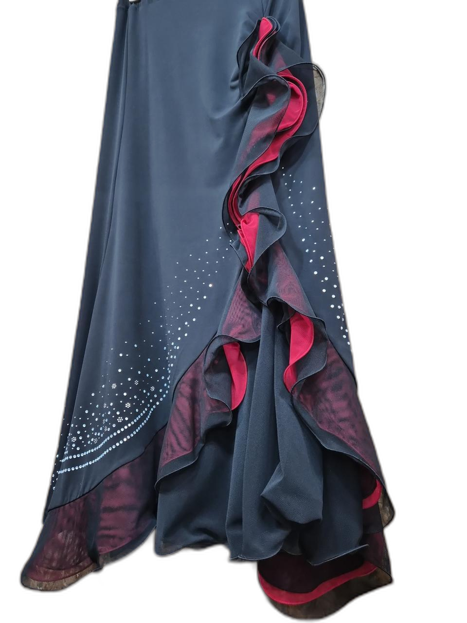 블랙 색상의 라틴 댄스 롱 스커트