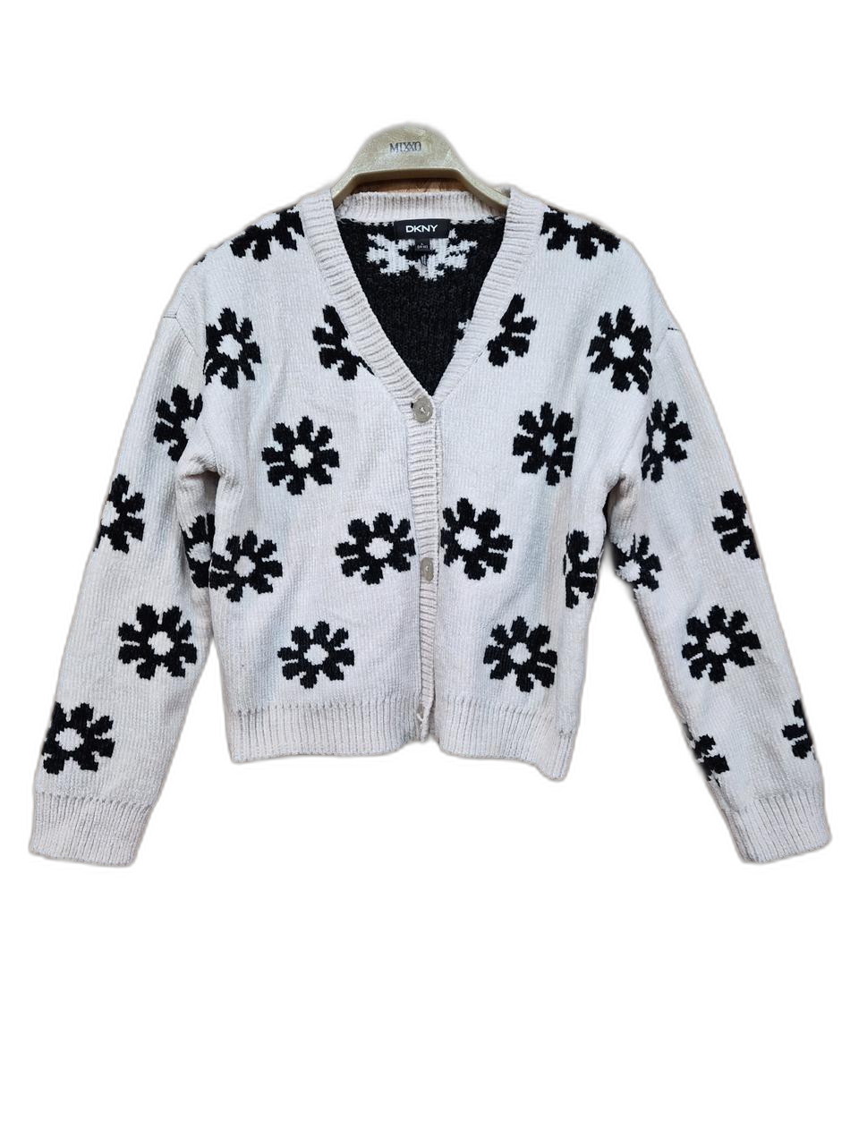 DKNY 스노우 패턴 니트 가디건 L (14-16)