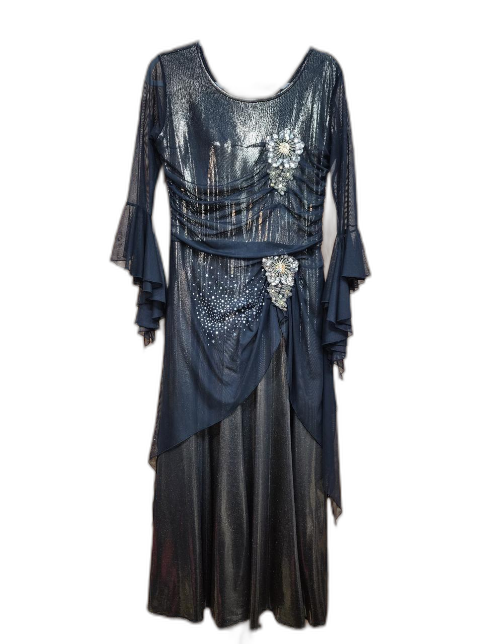 메탈릭 블랙 롱 드레스 / 연주회 무대의상.댄스복