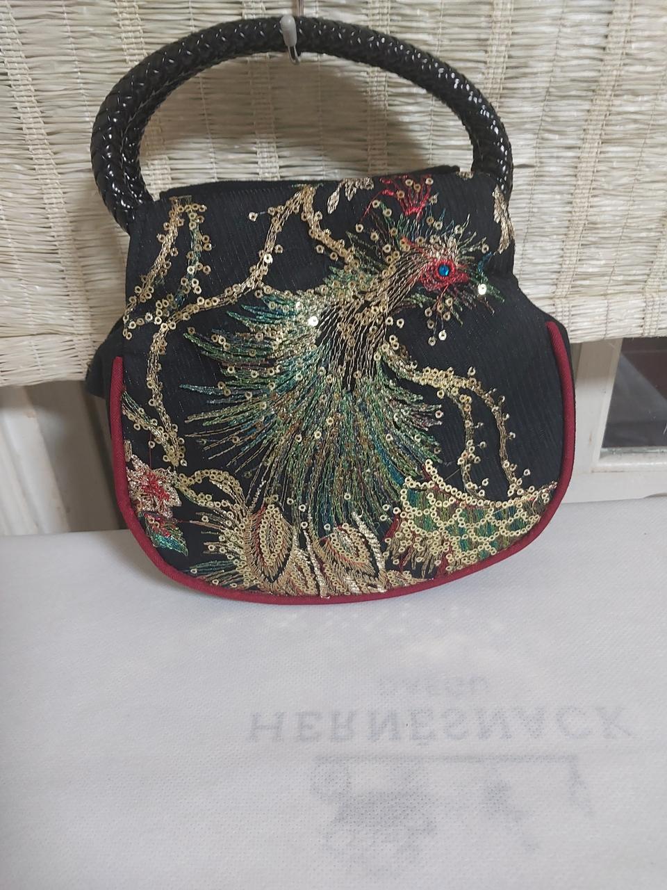 새제품급)공작새 자수 토트백 미니 가방