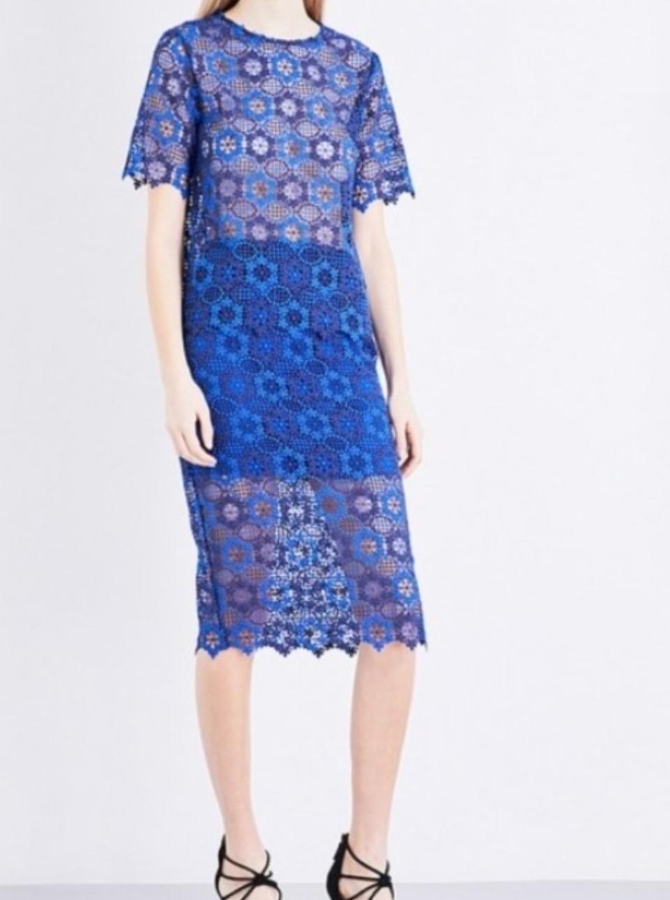 산드로 플로럴 레이스 반팔 블라우스 미디 스커트 셋업 1사이즈