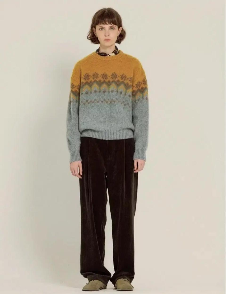 시엔느 Sienne 2024 노르딕 패턴 울 니트 스웨터 F사이즈