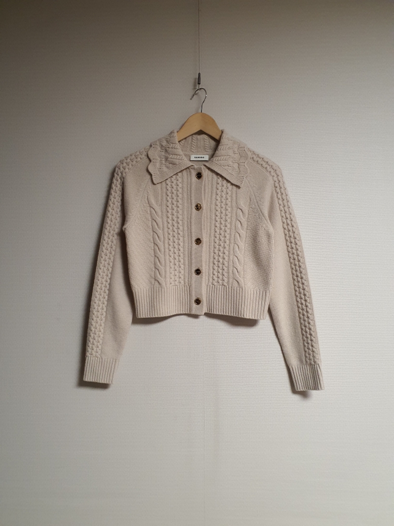 산드로 sandro 스캘럽 카라 니트 가디건 43 사이즈  정품