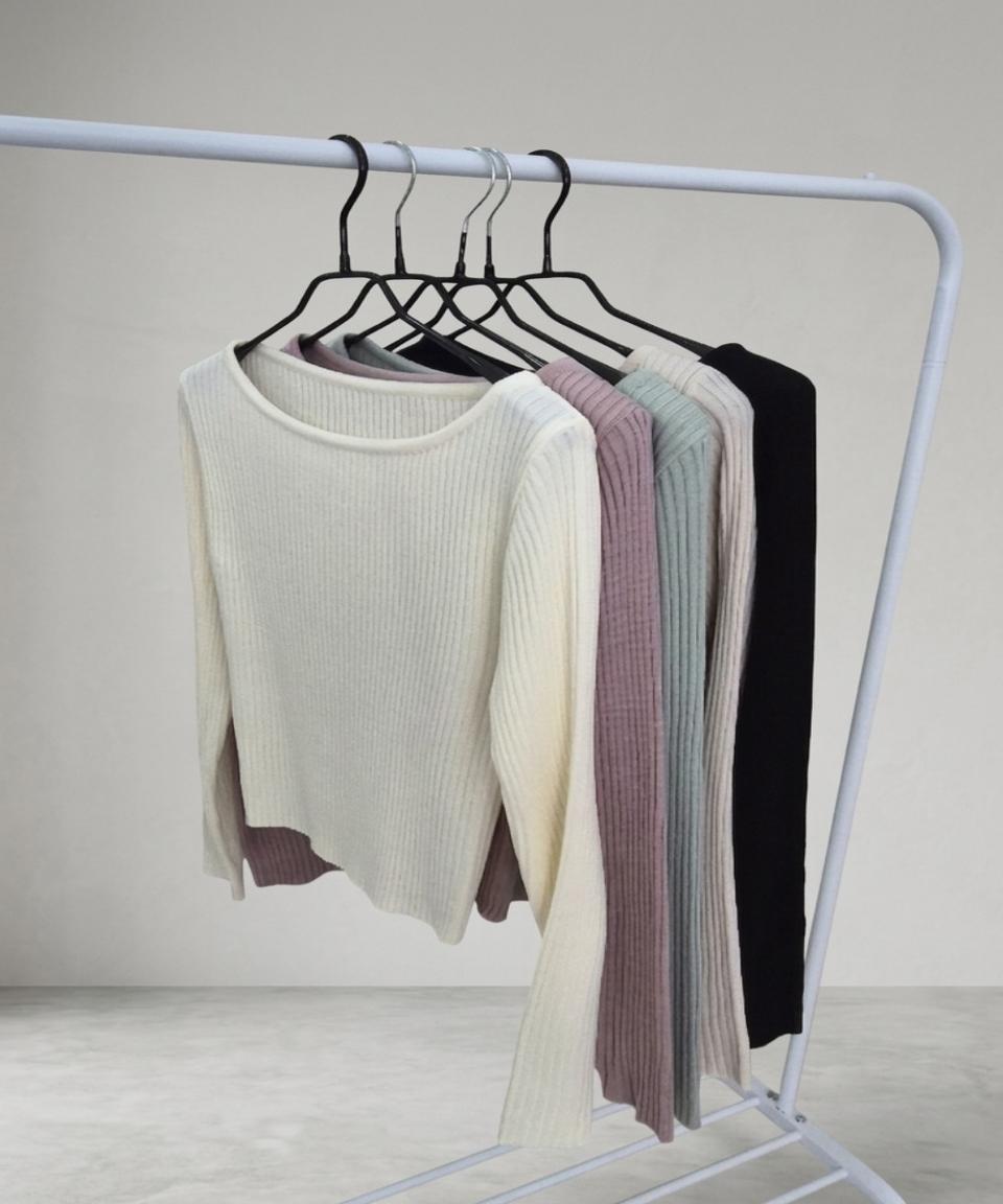 갓성비  슬림핏 라운드넥 골지 니트 데일리 기본 긴팔 (5color)