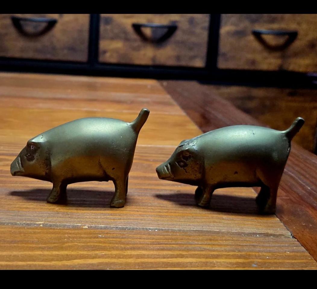 황동신주복돼지조각상8센티