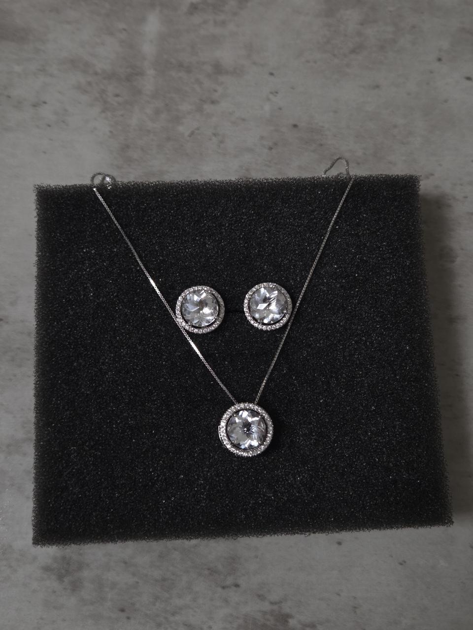 새거 . 천연 백수정 + 925실버  귀걸이 목걸이  은세트