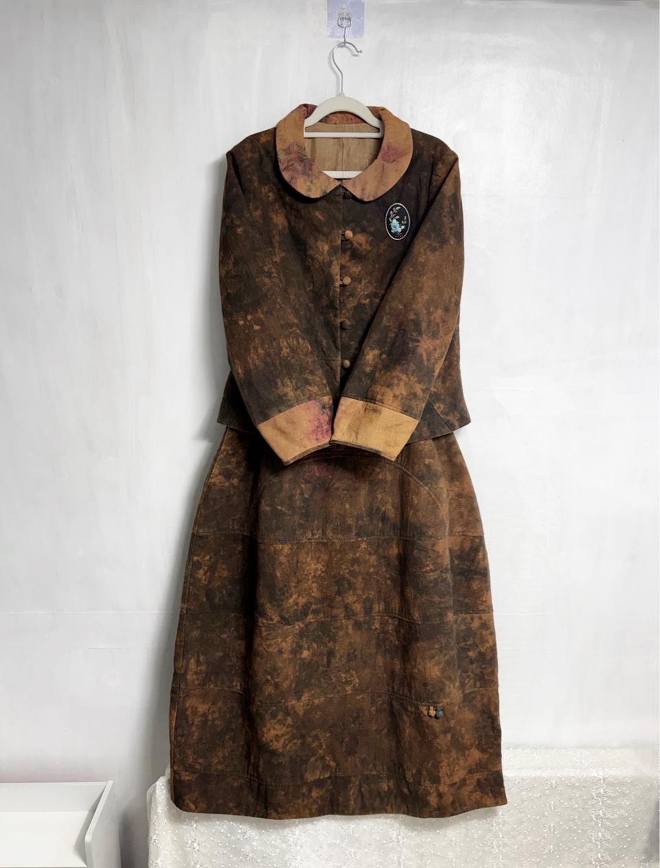 천연염색 자켓, 스커트 세트