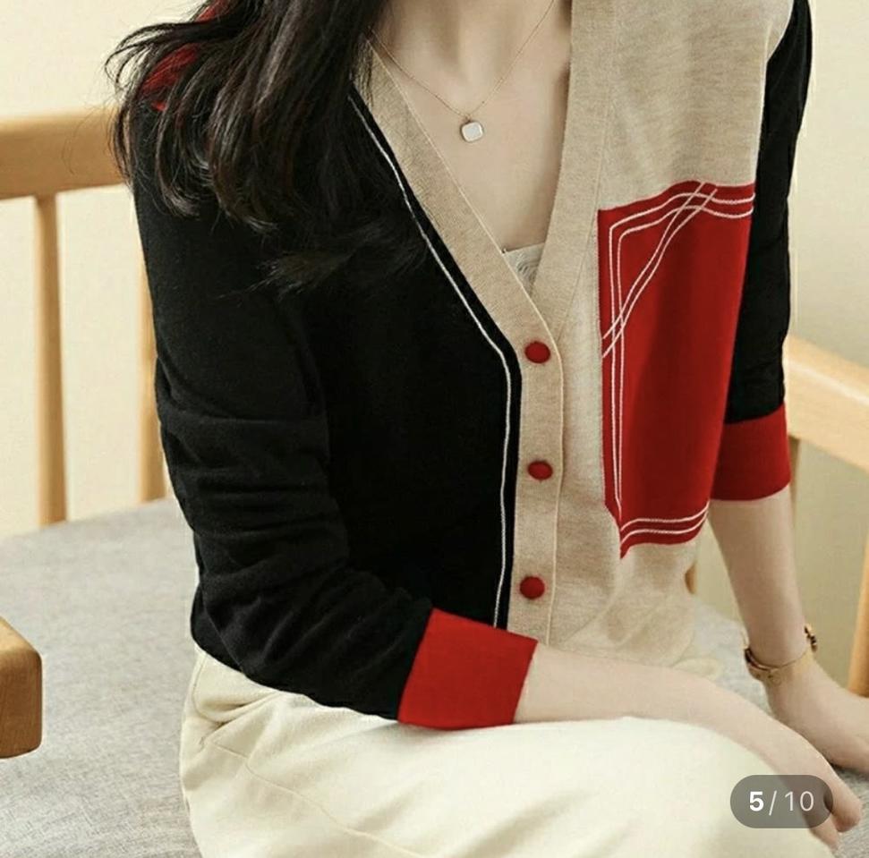 수입 배색 니트가디건 하객룩데이트룩오피스룩출근룩