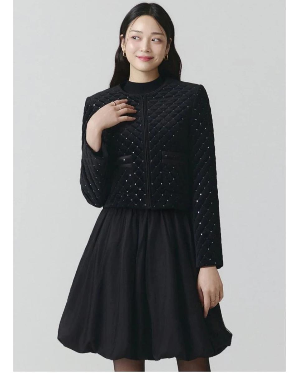 미사용 it MICHAA 다이아 퀼팅 벨벳 자켓