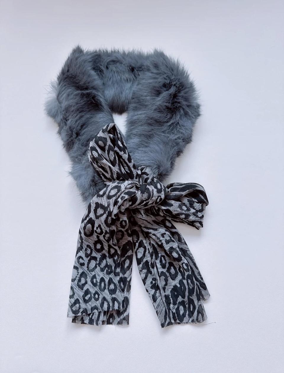 인조 퍼 레오파드 호피 쁘띠 목도리 퍼 머플러