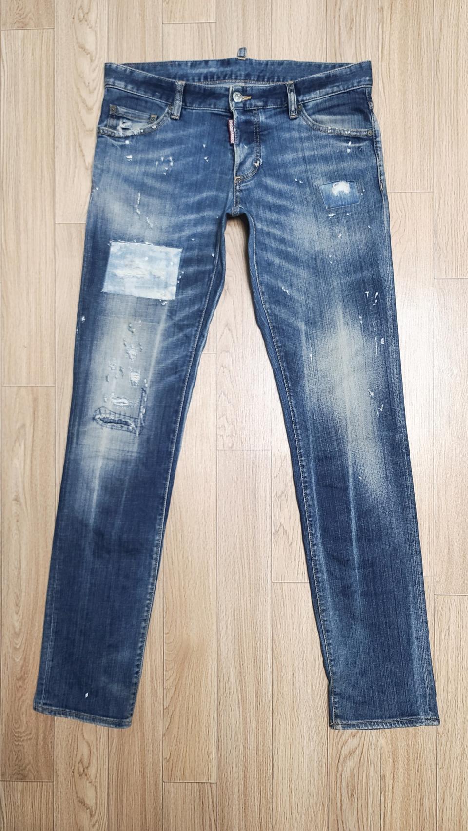 정품 디스퀘어드 덧댐패치 슬림진 청바지 48