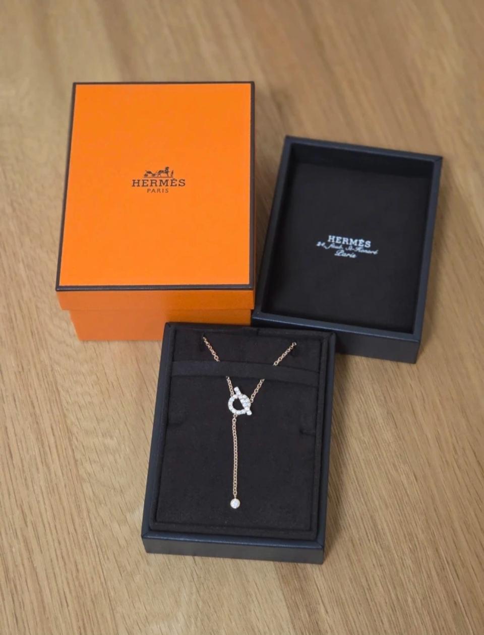 에르메스 피네스 목걸이 18K 0.55ct 새상품
