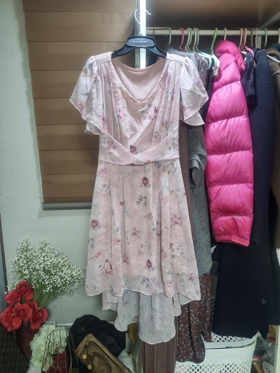 (보세)연분홍 언발 브이넥 여성 원피스