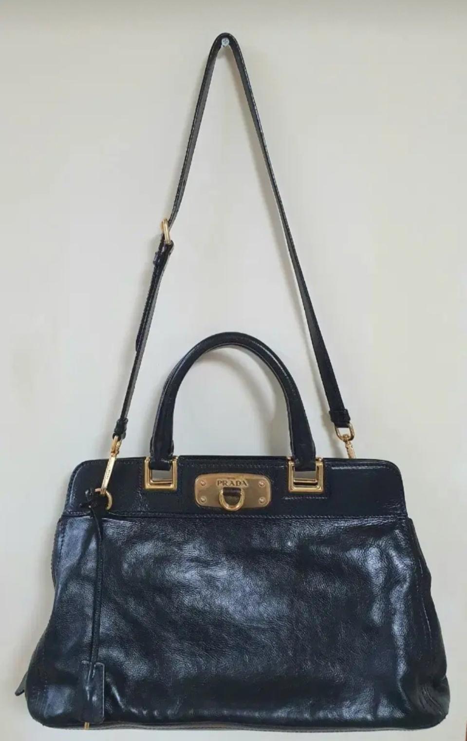 정품 프라다 금장 카프스킨 3way 미듐 숄더가방