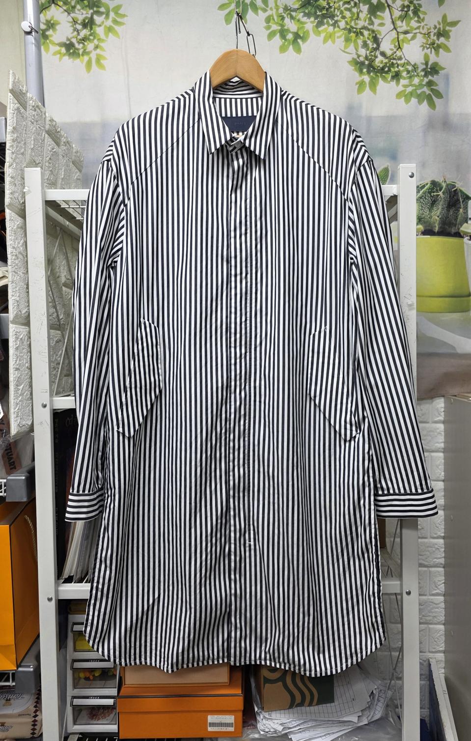 준지 롱셔츠 롱야상 95~100 스트라이프 봄~여름 셔츠코트 MM67