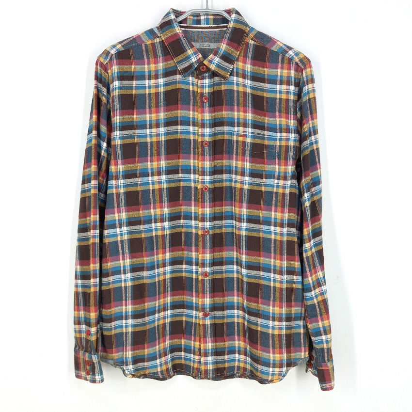 시리즈 남성 춘추 체크 긴팔셔츠 브라운 (HU43318)