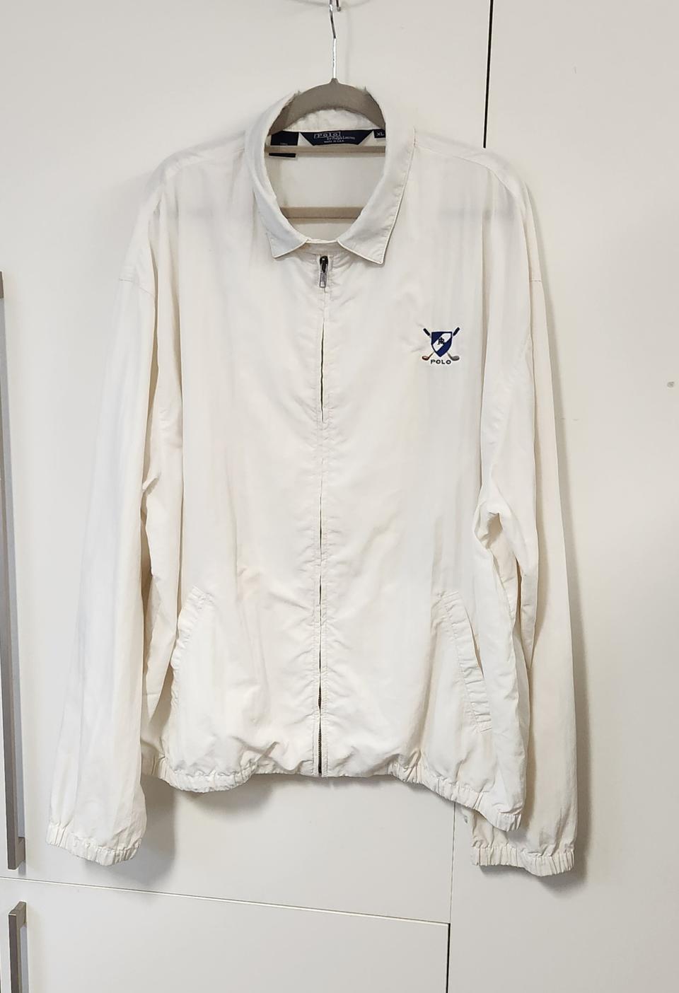 90s 폴로 화이트 오버핏 블루종 트랙자켓 오버핏 바람막이 XL