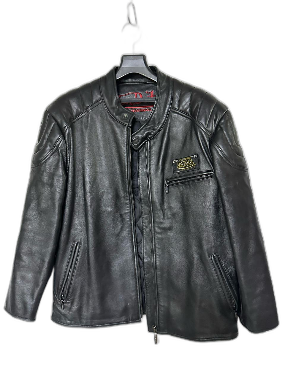 Von Dutch 가죽 라이더 자켓 블랙 100