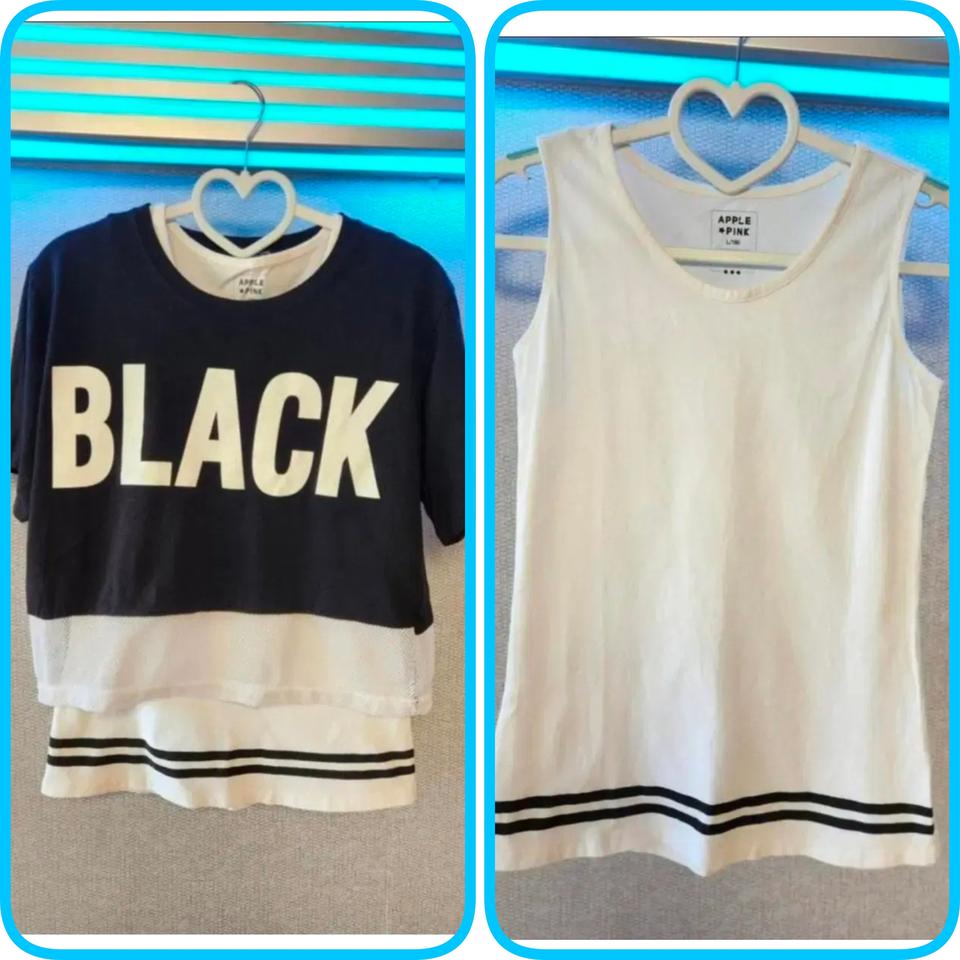 "♥♥애플핑크♥♥"크룹레이어드 티셔츠{반택가능}