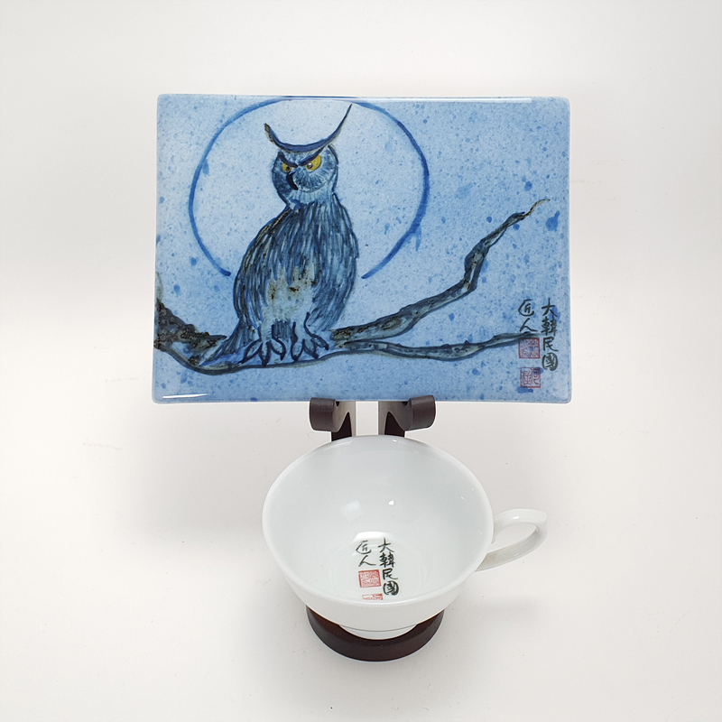 부엉이 아트 타일 공예 작품