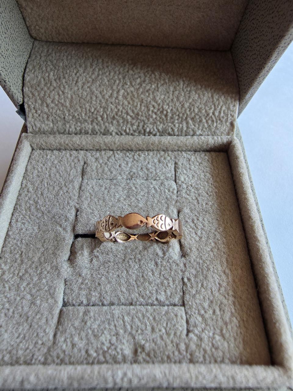 14K 로즈골드 물고기 반지