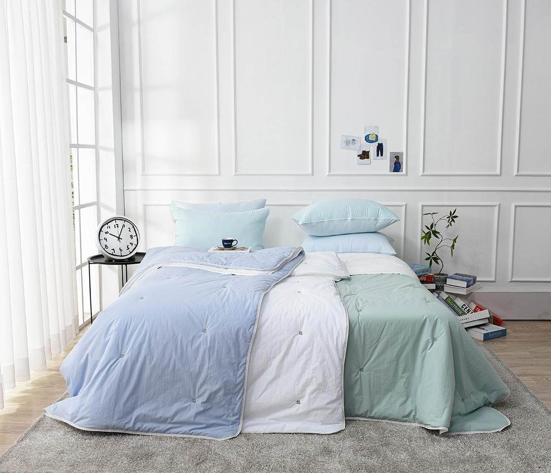 <화이트, 블루 ,민트> 2 사이즈, 국내산 고밀도 워싱 면 냉감 이불