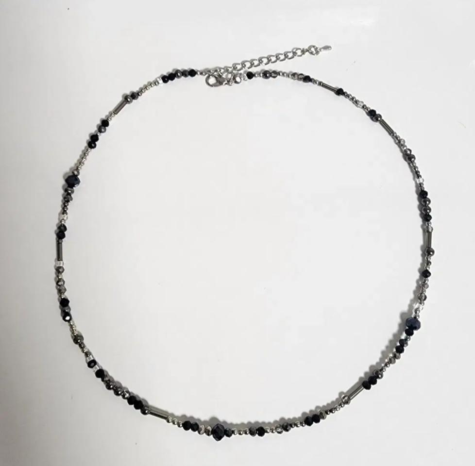 남자 블랙 실버 목걸이