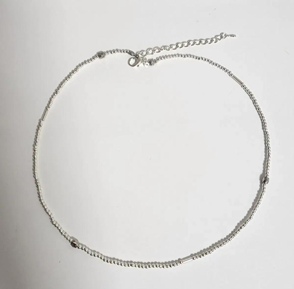데일리 실버 비즈 목걸이