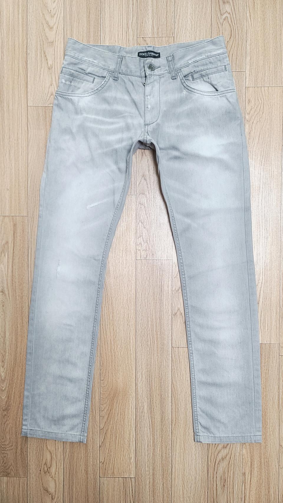 정품 돌체앤가바나 플레이트 라이트그레이진 청바지 44