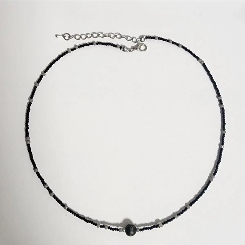 남자 그레이 원 포인트 목걸이