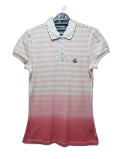 타미힐피거 데님 정품 어깨셔링 줄무늬 면스판 롱카라티 S