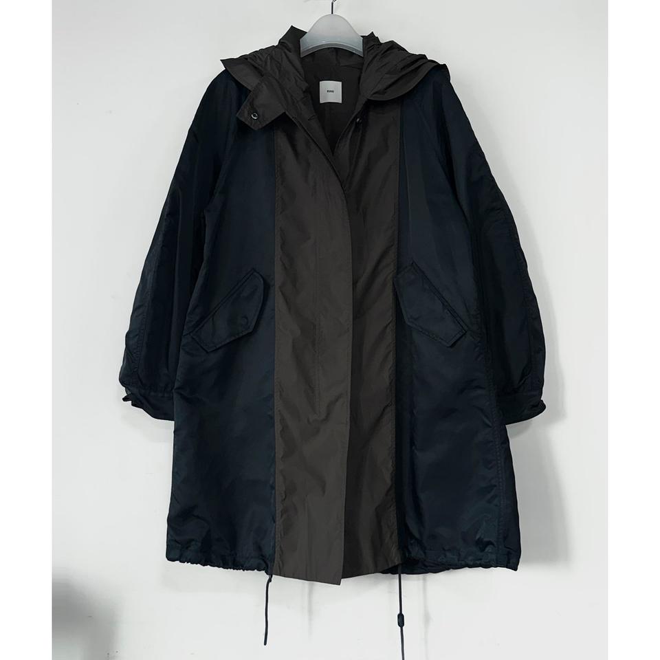 구호 KUHO 배색 후드 롱 자켓