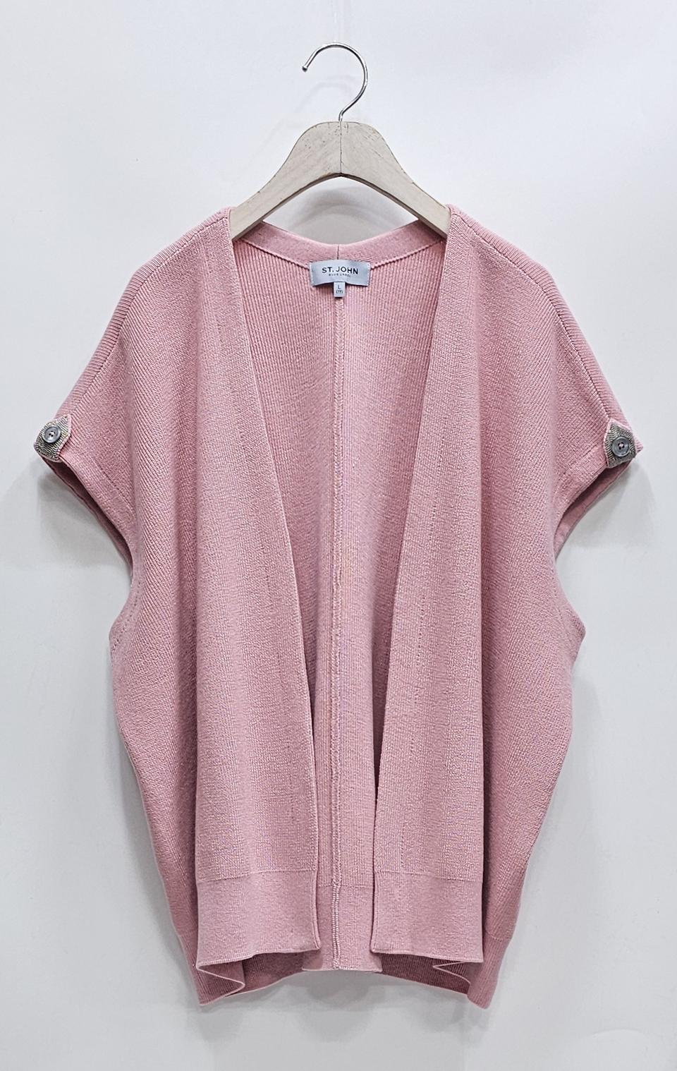 ST. JOHN 센존블루라벨 핑크 니트 베스트 가디건