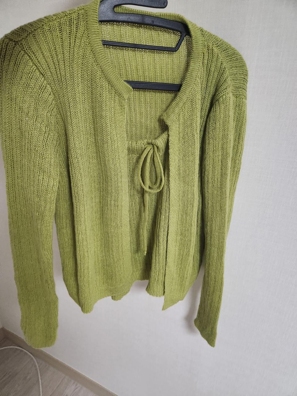 새거 . 프리사이즈 연두 가디건 세트