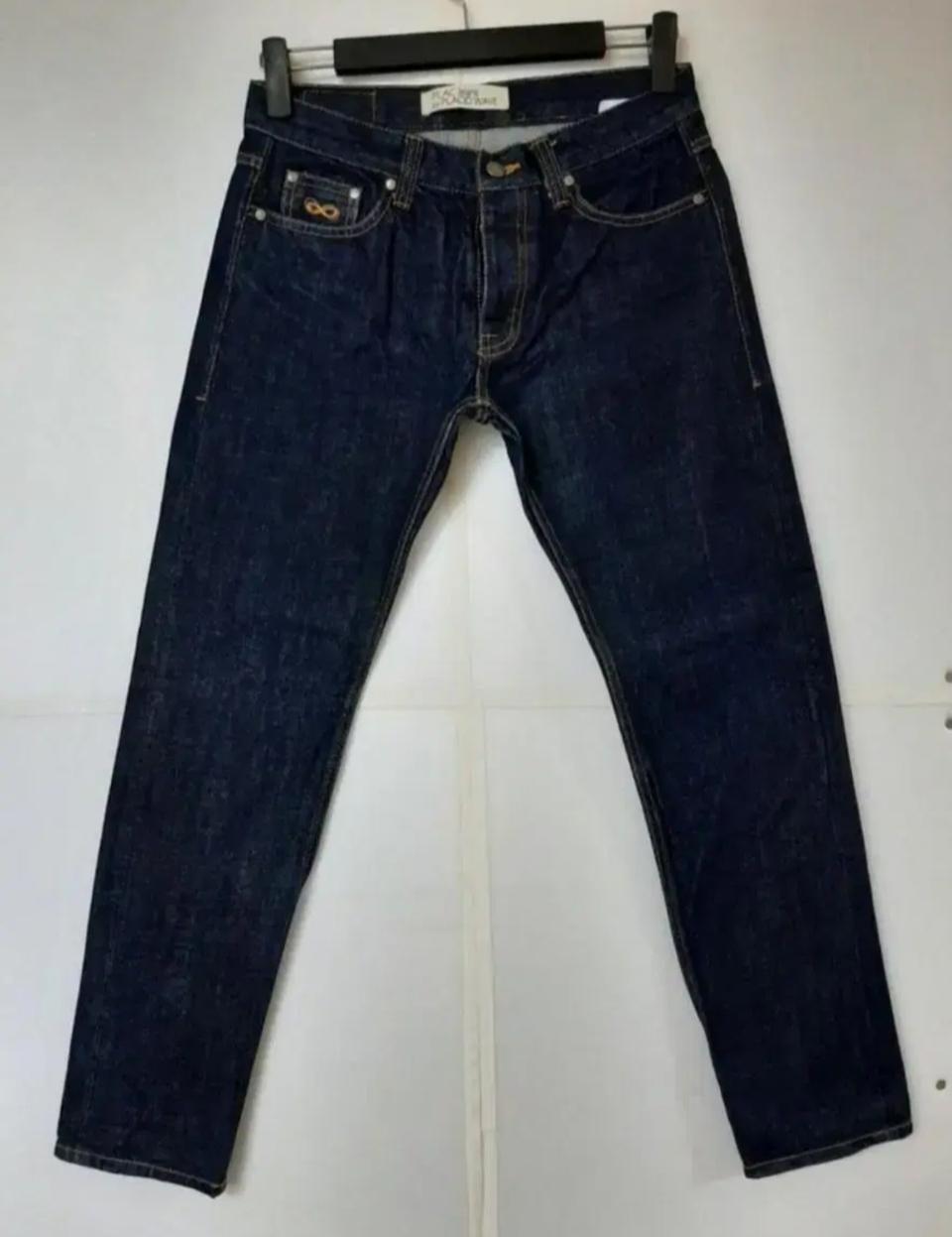 31)플랙진 셀비지 가죽패치 생지 프리미엄 데님 일자청바지