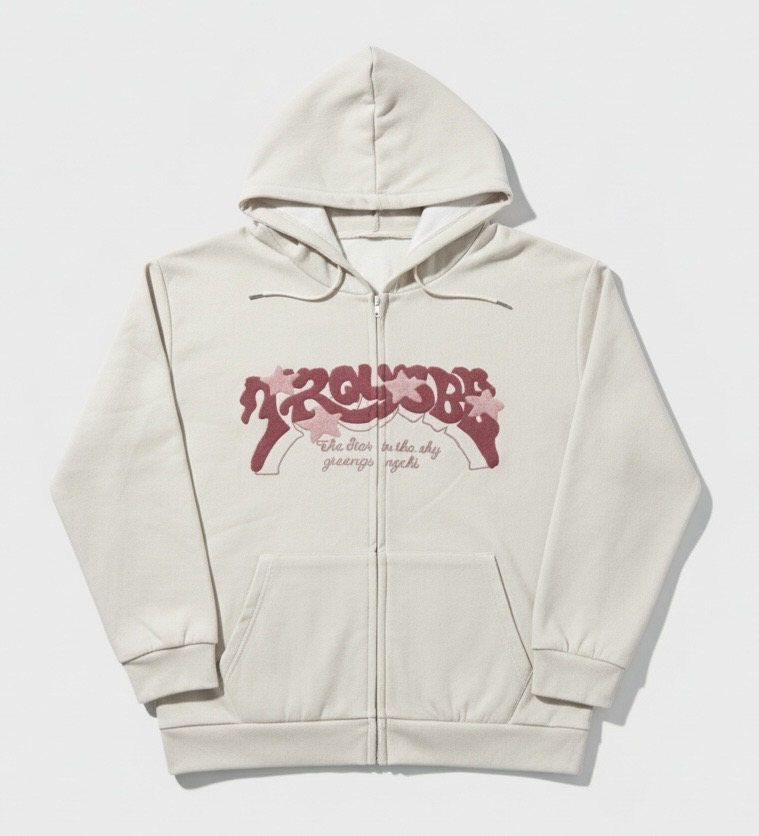 봄/가을 오버핏 후드집업 아이보리 M (새상품)